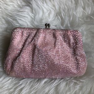 Hand beaded pink cutch